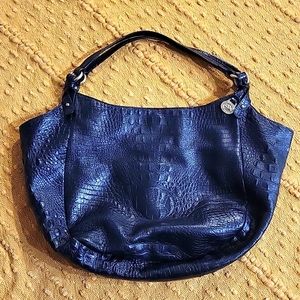 Brahmin Black Croc Leather Hobo Bag Extra-large.